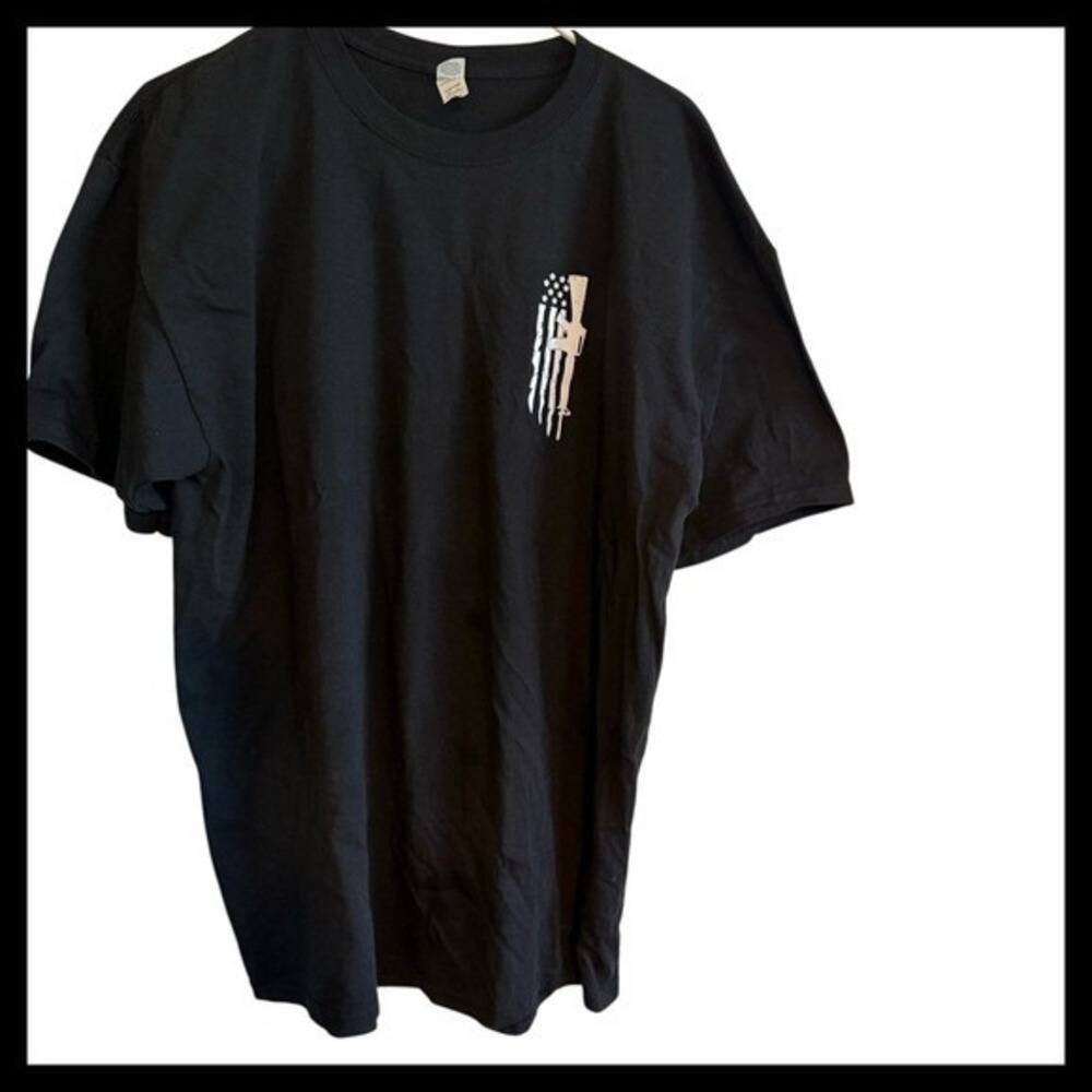 Black M&O Gold XL American Flag AR-15 Graphic T-Shirt Patriotic